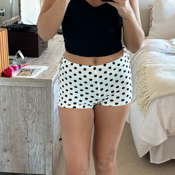 Fashion Nova Pants - Fashion Nova Black and White Polka Dot High Waist Shorts